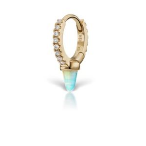 Maria Tash Single Short Opal Spike with diamonds eternity hoop.